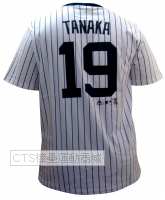 MLB  紐約洋基 19#田中將大(TANAKA) 白色深藍條紋T恤