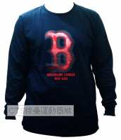 MLB 14~15 波士頓紅襪隊 105系列圓領印花長袖ㄒ恤(深藍)