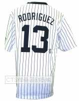 MLB  紐約洋基13#RODRIGUEZ白色深藍條紋T恤