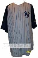 MLB  洋基隊40#WANG開扣球衣(灰底深藍條紋)